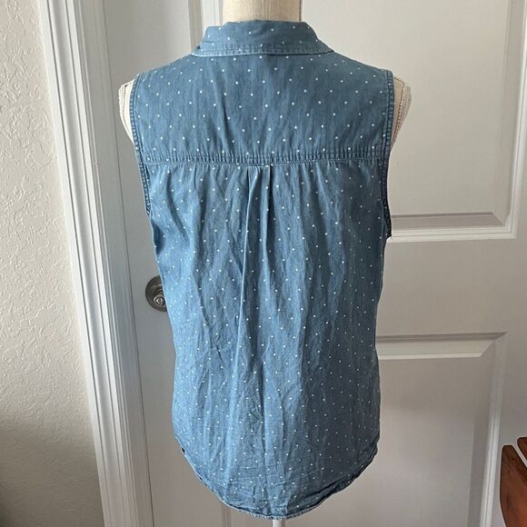 Levi's Light Blue Star Polka Dot Sleeveless Shirt - Picture 4 of 6